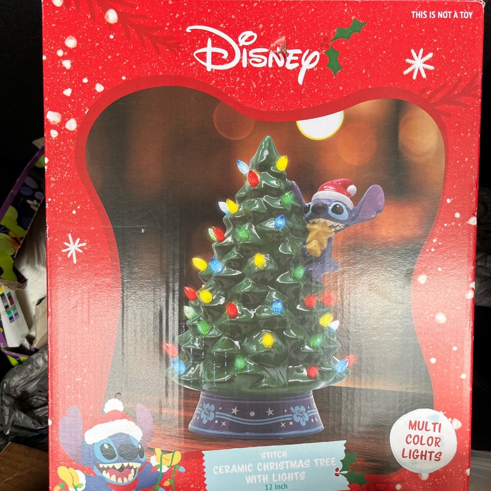 ON HOLD Stitch Ceramic Christmas Tree Multi-Color Lights Stitch Stealing Star 12